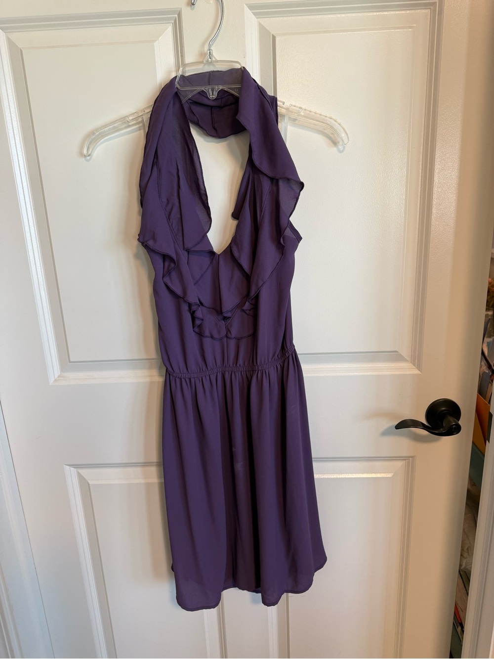Mystic Halter Ruffle Dress in Deep Purple